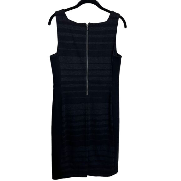 Eileen Fisher Mini Dress Sleeveless Square Neck Black & Gray Knit Sheath size 6 - Picture 9 of 12